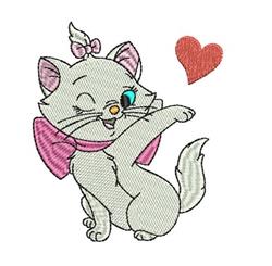 Marie - 4x4 kitten detailed machine embroidery design for Valentines Day Cards