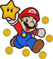 star detailed machine digital embroidery - Mario Star perfect for reusable tote bags