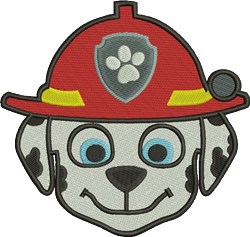 detailed puppy dog machine embroidery pattern - Marshall Head for reusable tote bags