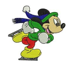 detailed winter skating machine embroidery pattern - Mickey Ice Skating for Blanket Borders