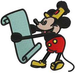 reading detailed machine embroidery - Mickey Mouse Reading for reusable tote bags