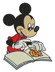 Mickey Mouse With Book - 4x4 leaf detailed embroidery design for Outdoor Gear