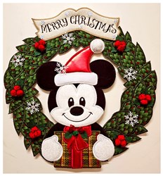 wreath ITH machine digital embroidery - Mickey Wreath perfect for Gift Wrap