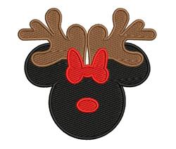 detailed christmas reindeer machine embroidery pattern - Minnie Deer for reusable tote bags