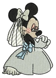 Minnie Mouse Bride - 4x4 bride beginner-friendly embroidery design for Wedding Guest Towels