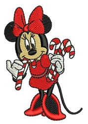 Minnie Mouse Candy Cane - 4x4 cane detailed embroidery design for reusable tote bags