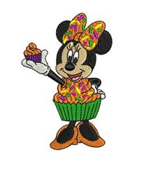 cupcake detailed machine embroidery - Minnie Mouse Cupcake perfect for Cake Toppers