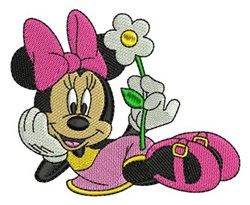 leaf detailed machine embroidery - Minnie Mouse & Flower perfect for kitchen tea towels