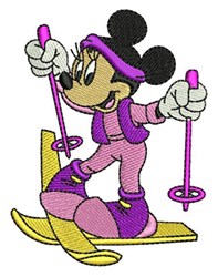 skiing detailed machine embroidery - Minnie Mouse Skiing perfect for reusable tote bags
