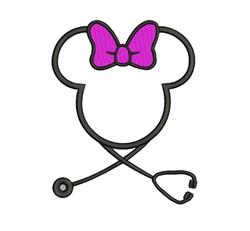 Minnie Mouse Stethoscope - 5x7 stethoscope detailed embroidery design for medical scrubs