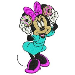 detailed donut machine embroidery pattern - Minnie with Donuts for reusable tote bags