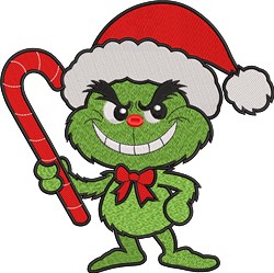 Santa Claus detailed machine embroidery - Mischievous Grinch for decorative pillow covers