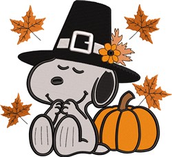 Snoopy Fall Pattern Autumn Snoopy Embroidery Design | EmbroideryDesigns.com