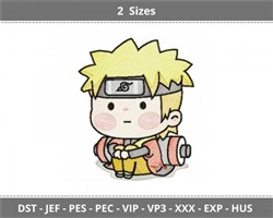 Naruto Chibi - 6x10 chibi detailed embroidery design for decorative pillow covers
