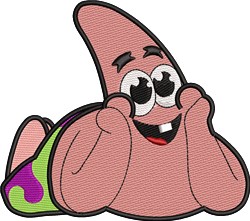 star detailed machine digital embroidery - Patrick Star perfect for cute baby onesies