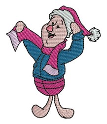 Piglet Caroling - 4x4 Santa Claus detailed embroidery design for reusable tote bags