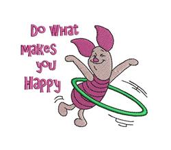 Piglet Hula Hooping - 5x7 hooping detailed embroidery design for reusable tote bags