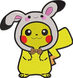 detailed easter bunny rabbit machine embroidery pattern - Pikachu for decorative pillow covers