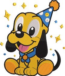 puppy dog detailed machine embroidery - Pluto Birthday perfect for reusable tote bags