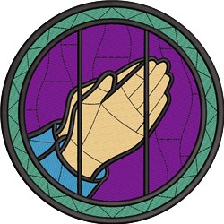 detailed hand machine embroidery pattern - Praying Hands for decorative pillow covers
