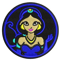 Princess Jasmine - 4x4 jasmine detailed embroidery design for decorative pillow covers