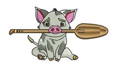Pua with Paddle - 4x4 paddle detailed machine embroidery design for Adventure Kits