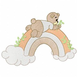 detailed bear cub machine embroidery pattern - Rainbow Bear for Kids Apparel