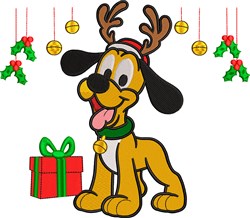 Reindeer Pluto - 4x4 reindeer detailed embroidery design for Christmas Stockings