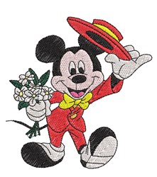 Romantic Mickey - 4x4 mickey detailed machine embroidery design for Greeting Cards
