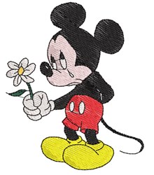 Sad Mickey - 4x4 daisy detailed machine embroidery design for decorative pillow covers
