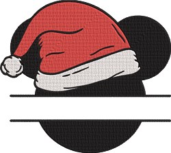 Santa Hat Mickey Split - 5x7 Santa Claus detailed embroidery design for Festive Shirts