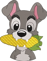 Scamp - 4x4 puppy dog detailed machine embroidery design perfect for kitchen tea towels