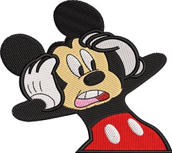 Scared Mickey - 4x4 mickey detailed machine embroidery design for cute baby onesies