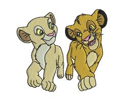 detailed cat machine embroidery pattern - Simba and Nala for decorative pillow covers