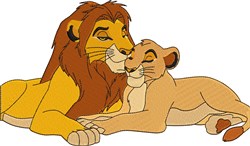 Simba & Nala - 4x4 cat detailed machine embroidery design for decorative pillow covers
