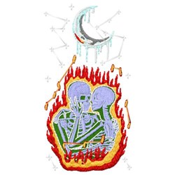 Skeleton Night - 5x7 star detailed machine embroidery design for reusable tote bags
