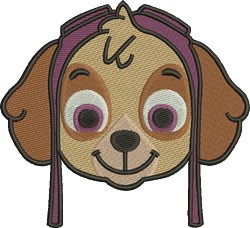 puppy dog detailed machine embroidery - Skye Head perfect for decorative pillow covers