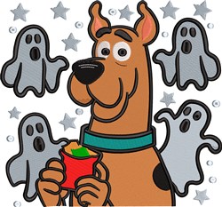 puppy dog detailed machine embroidery - Spooky Scooby Doo for kitchen tea towels