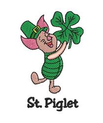 St. Piglet - 4x4 shamrock beginner-friendly embroidery design for Kids Clothing