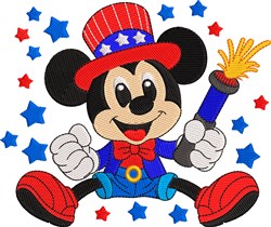 Star-Spangled Mickey - 4x4 star detailed machine embroidery design for kitchen aprons