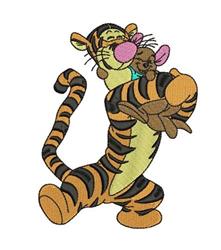 detailed tiger machine embroidery pattern - Tigger & Roo Hugging for patchwork quilt blocks