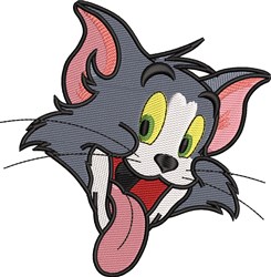 kitten detailed machine digital embroidery - Tom Cat perfect for reusable tote bags