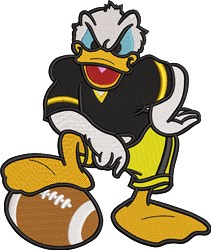 Touchdown Donald - 5x7 bird detailed machine embroidery design for reusable tote bags
