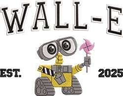 detailed 2025 machine embroidery pattern - Wall-E Est 2025 perfect for kitchen aprons
