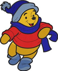 Winter Bear - 5x7 bear detailed machine embroidery design perfect for cute baby onesies