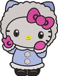Winter Kitty - 5x7 kitten detailed machine embroidery design for cute baby onesies