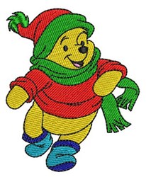 detailed winter bear machine embroidery pattern - Winter Pooh Bear for Holiday Pillows