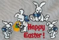 beginner-friendly easter bunny rabbit machine embroidery pattern - Easter Bunnies for reusable tote bags