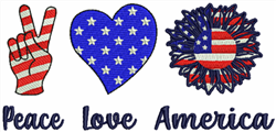 Peace Love America Embroidery Design | EmbroideryDesigns.com