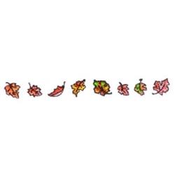Stylized autumn leaves in vibrant red, orange, and green hues. Whimsical design captures the playful essence of fall.